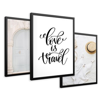 Zestaw obrazy w ramie 50x70 galeria - Podróże, wakacje, typografia, Włochy - rama czarna