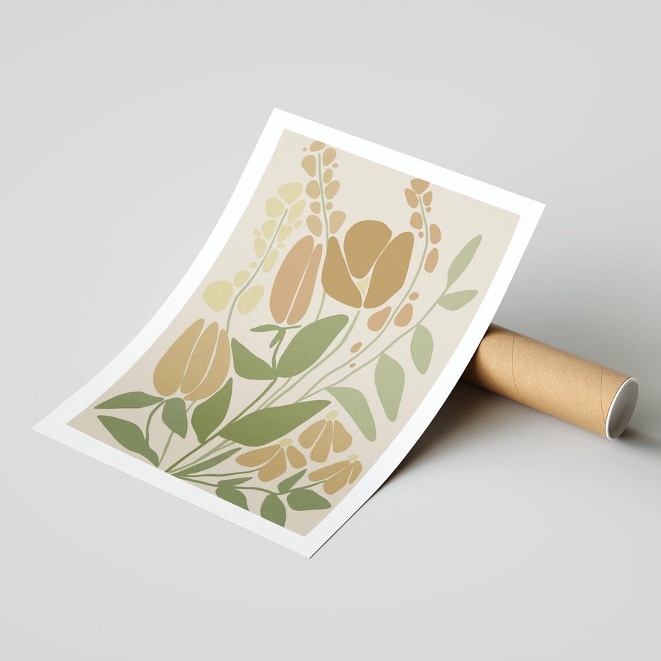Plakat bez ramy 21x30 - Beżowo i Roślinnie - nowoczesny plakat, roślinność