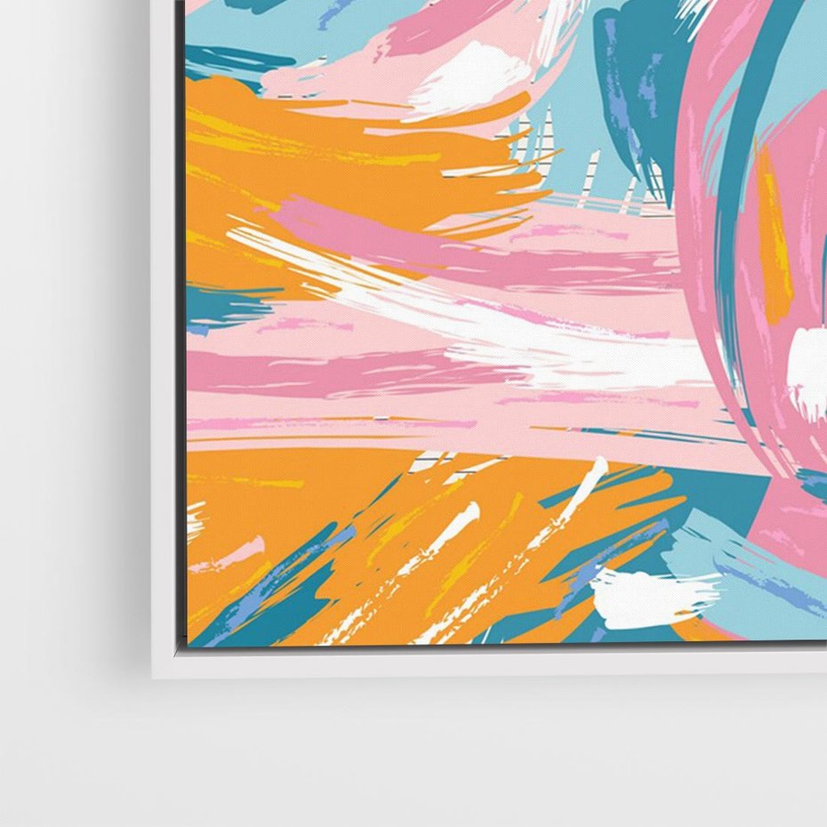 Obraz w ramie 100x70 - Refleksje w krainie abstrakcji - abstrakcja, energiczne pociągnięcia pędzla - rama biała