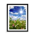 Plakat w ramie 50x70 - Niebiańska łąka pełna kwiatów - łąka, niebo - rama czarna
