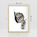 Plakat w ramie 30x40 - Tajemniczy kot i jego świat - kot, dziura - rama drewno