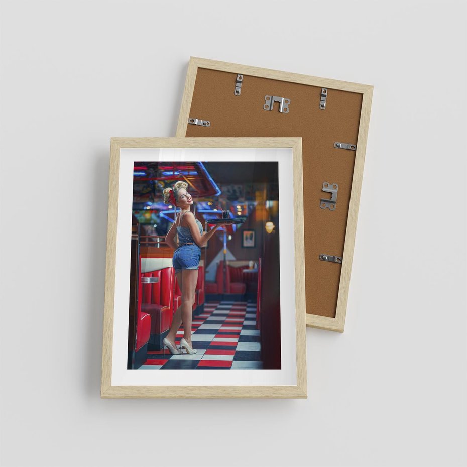 Plakat w ramie 30x40 - Czas Na Wyjątkowy Posiłek - restauracja, retro - rama drewno