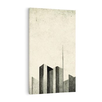 Obraz na płótnie 50x70 - Mroczne Wieżowce - postarzana grafika, perspektywa budynków wieżowców