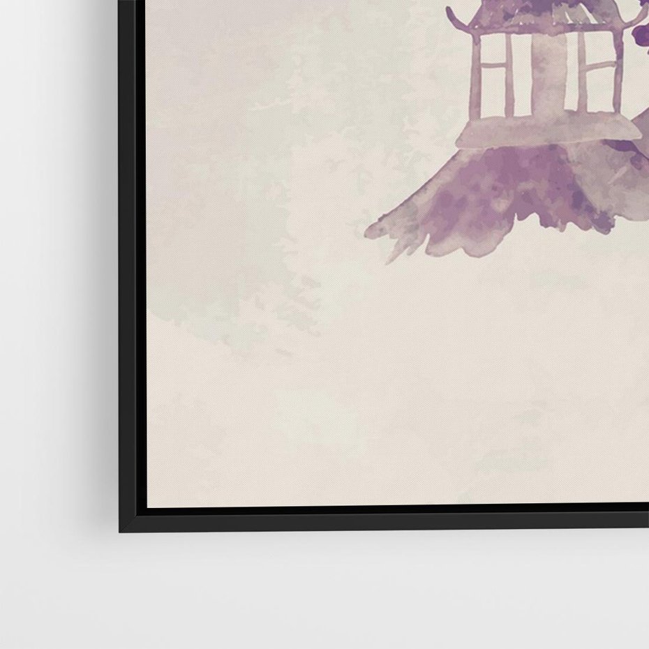 Obraz w ramie 70x50 - Odbicie Słońca - japońska sztuka, akwarela - rama czarna