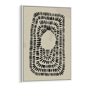 Obraz w ramie 50x70 - Zaklęte Wnętrza - boho plakat, czarne kropki kreski - rama biała