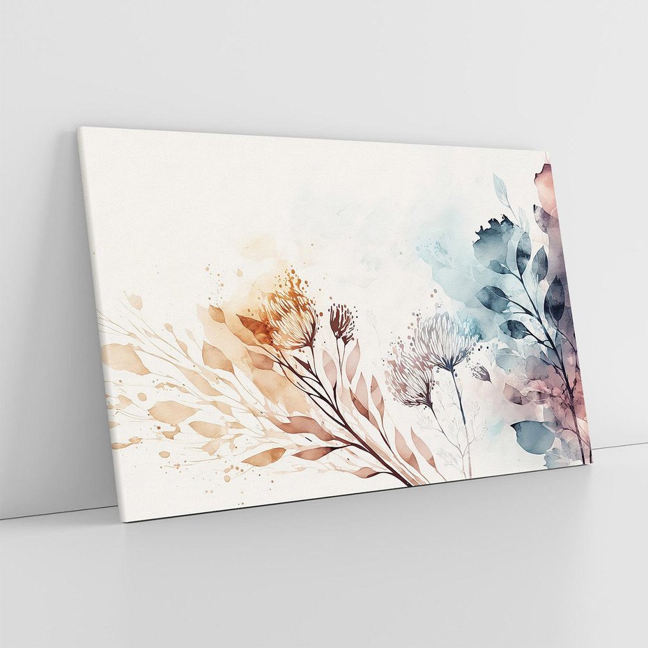 Obraz na płótnie 120x80 - Nostalgiczne tańce pędzla - akwarelowe kwiaty, gałęzie