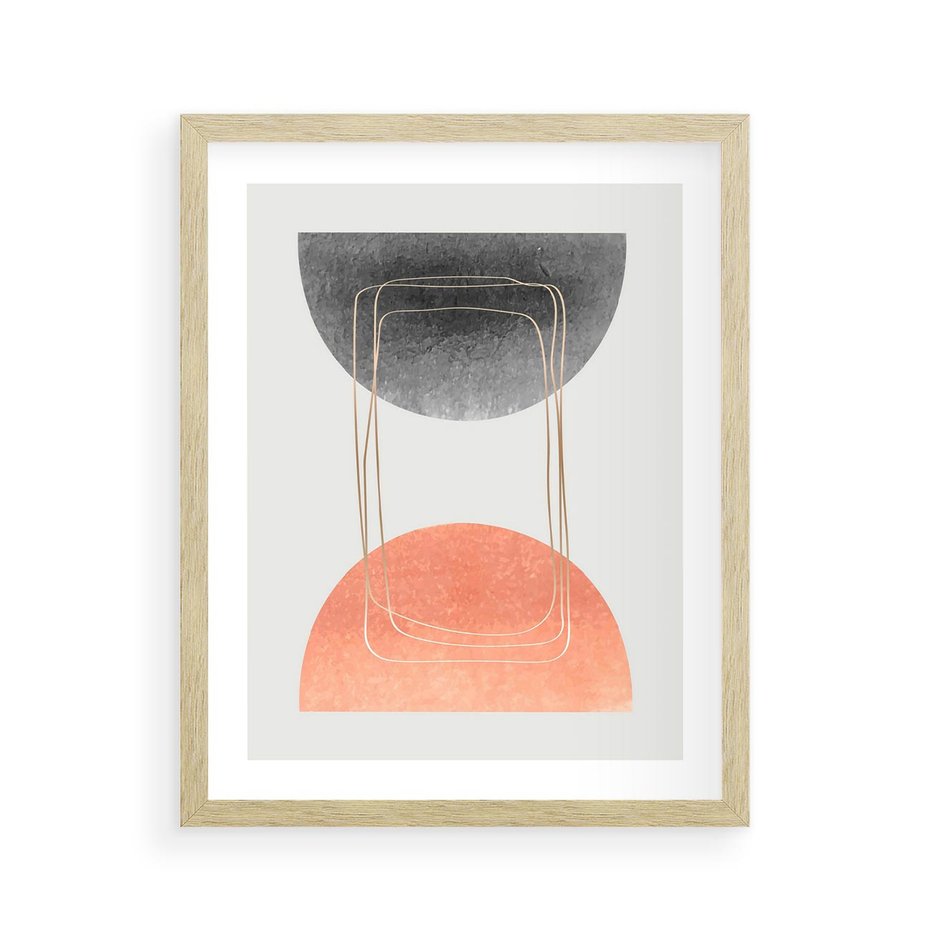 Plakat w ramie 40x50 - Sztuka Abstrakcji - minimalistyczny boho obraz, abstrakcyjny - rama drewno