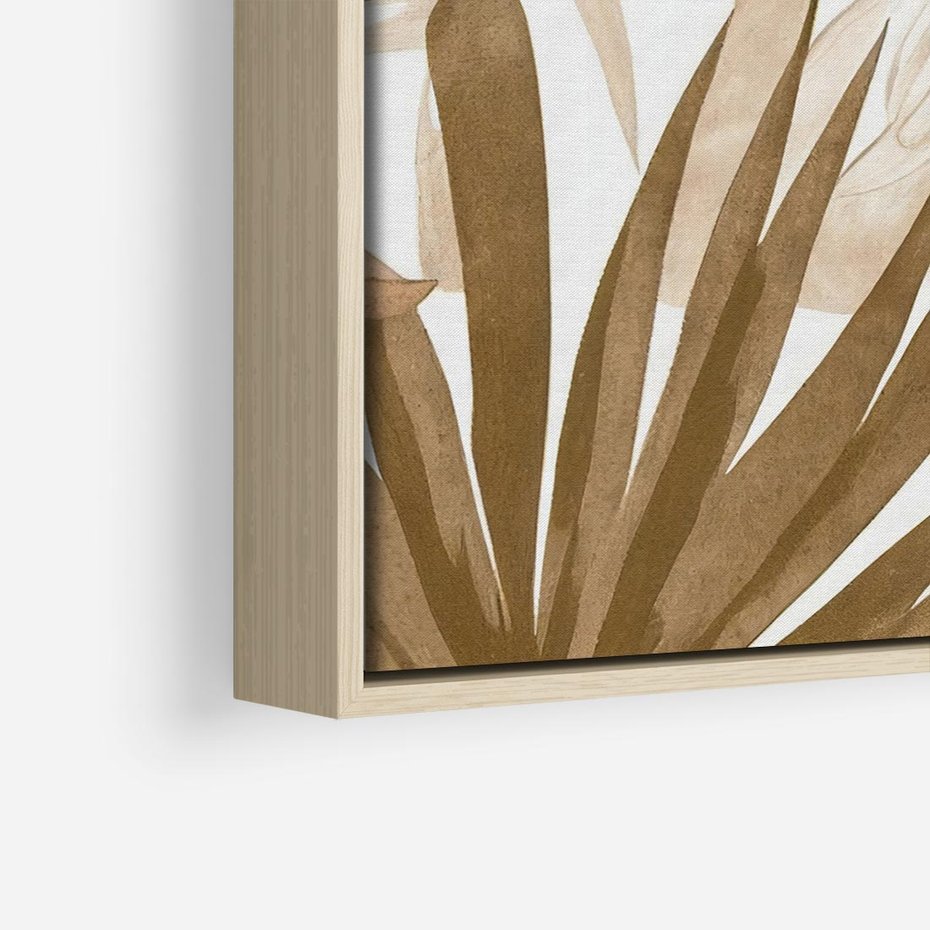 Obraz w ramie 50x50 - Liście w Akwareli - akwarela, malowane liście - rama drewno