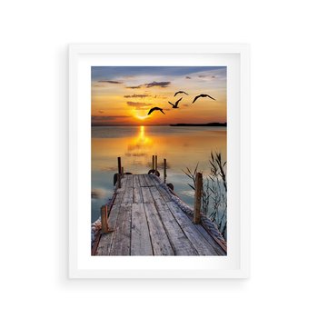 Plakat w ramie 40x50 - Magia zachodu słońca - zachód, słońca - rama biała