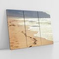 Obraz na płótnie 120x80 - Ślady stóp na plaży - plaża, ślady