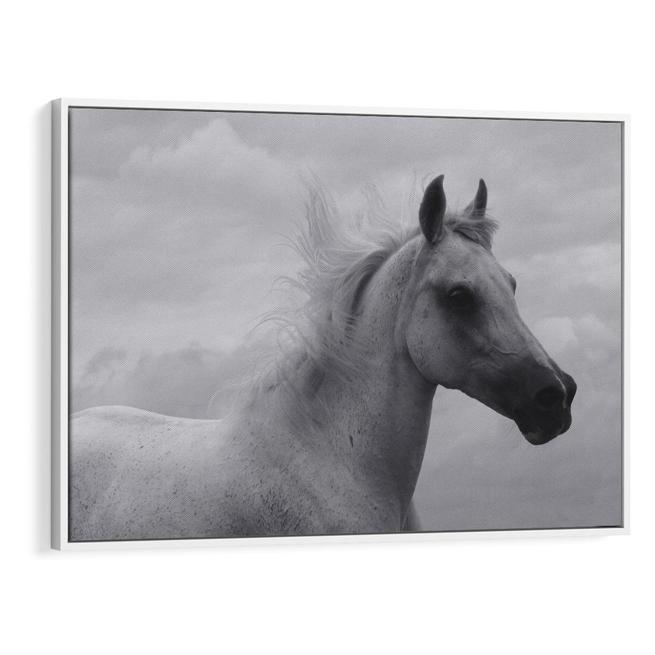 Obraz w ramie 120x80 - Moc i Wolność - czarno biała fotografia, biały - rama biała