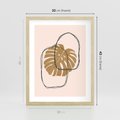 Plakat w ramie 30x40 - Liście w Beżowym Minimalizmie - minimalistyczny obraz, liście monstery - rama drewno