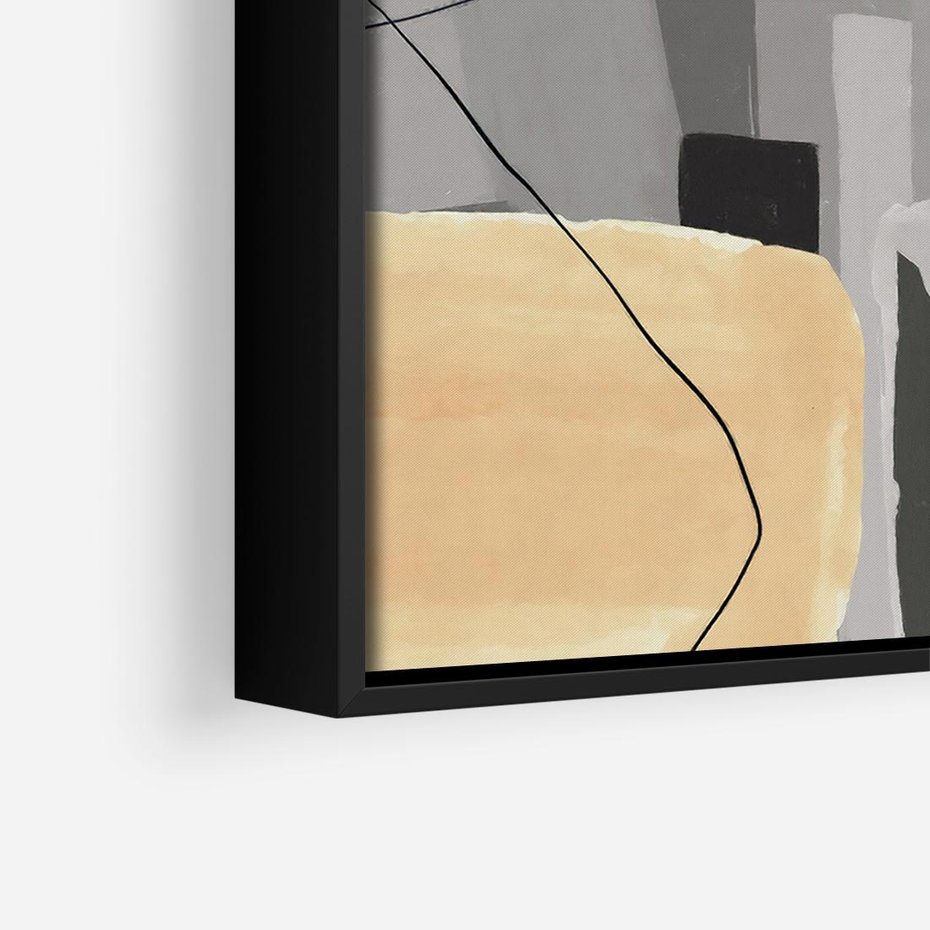 Obraz w ramie 50x50 - Harmonia w chaosie serca - abstrakcja na szarym tle, kolorowe plamy koloru - rama czarna