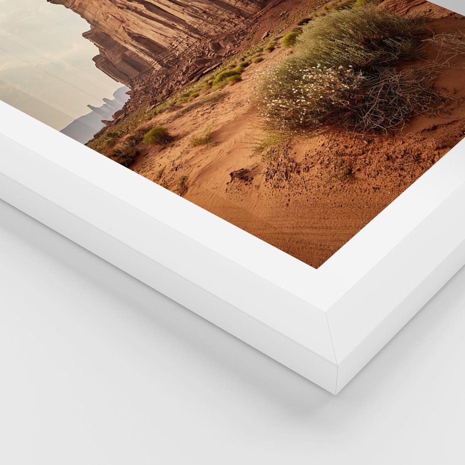 Plakat w ramie 30x40 - Pejzaż pustynnego kanionu - pustynia, kanion - rama biała