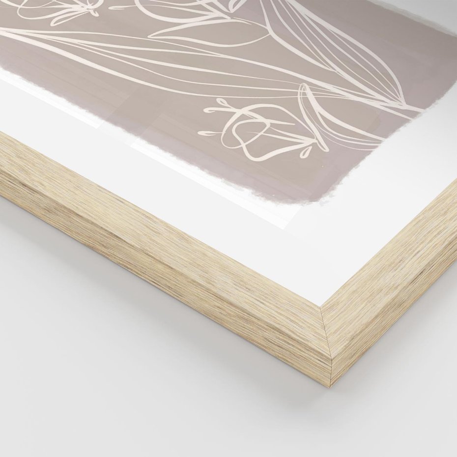 Plakat w ramie 50x70 - Pastelowe Nastroje - nowoczesny subtelny plakat, beżowy - rama drewno