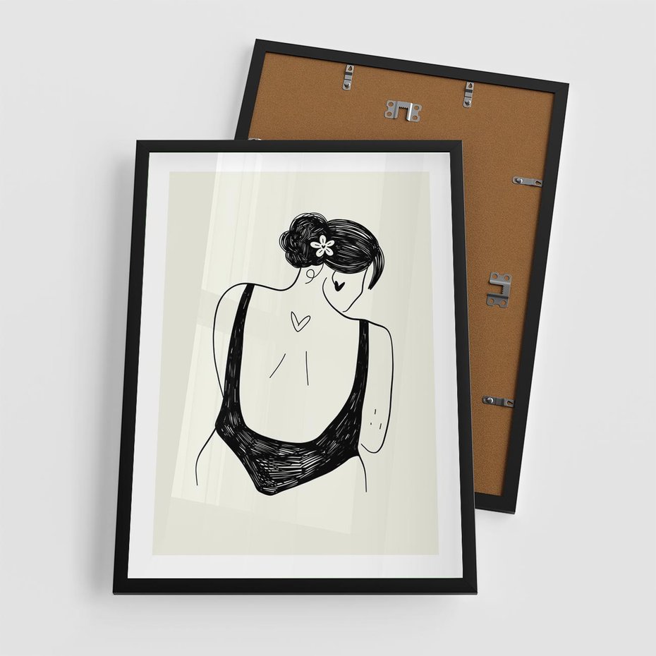 Plakat w ramie 50x70 - Echa Piękna - piękno kobiecego ciała, kobieta - rama czarna