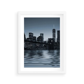 Plakat w ramie 40x50 - Nocne pejzaże miasta - miasto, nocą - rama biała