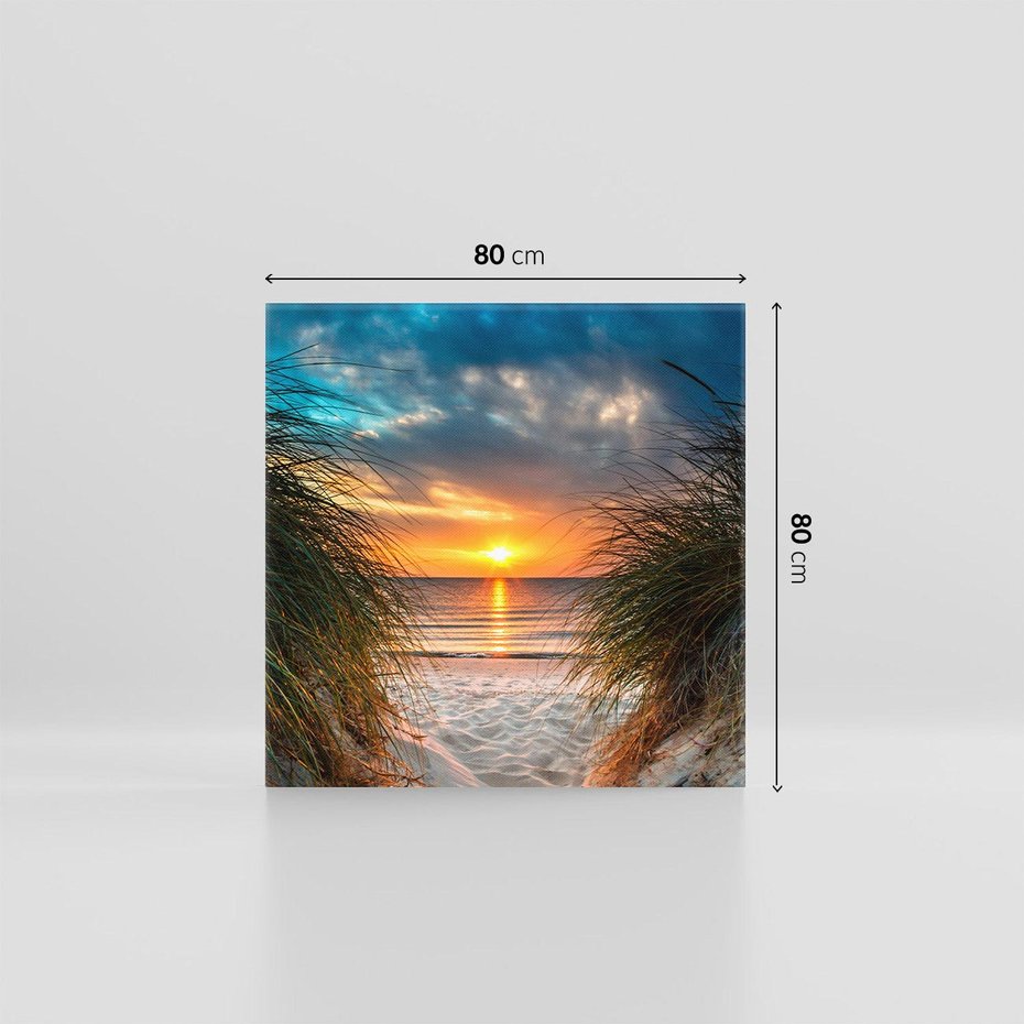 Obraz na płótnie 80x80 - Magia zachodu słońca na plaży - zachód, słońca