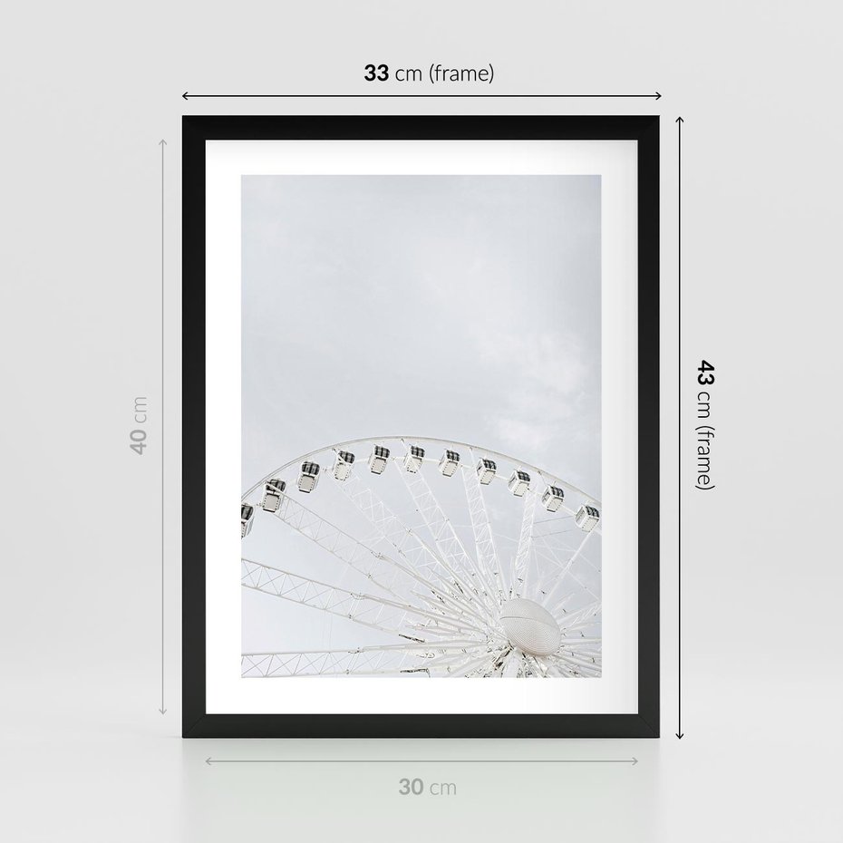 Plakat w ramie 30x40 - Karuzela Młyńska: Nostalgiczne Koło - młyńskie koło, karuzela - rama czarna