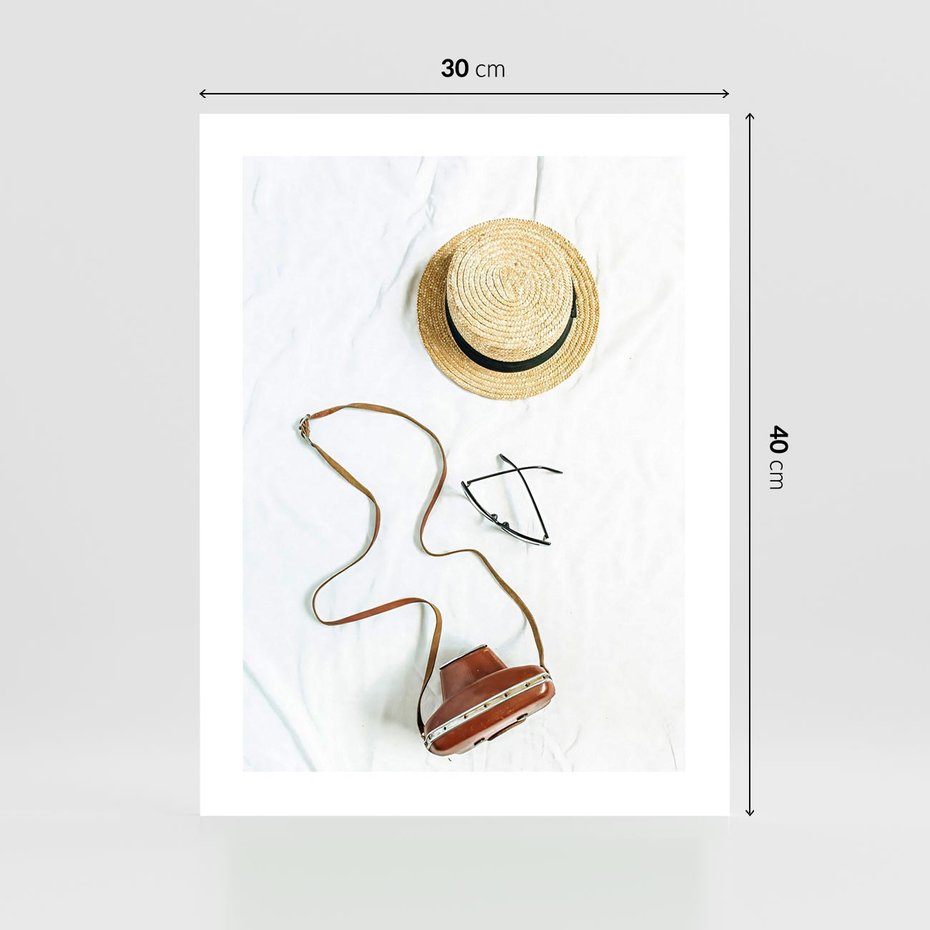 Plakat bez ramy 30x40 - Artystyczna Dusza - boho kompozycja, kapelusz słomkowy