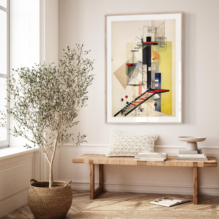 Plakat w ramie 30x40 - Kolorowe Wnętrza Inspiracji - abstrakcyjny obraz, jak kandinsky - rama drewno