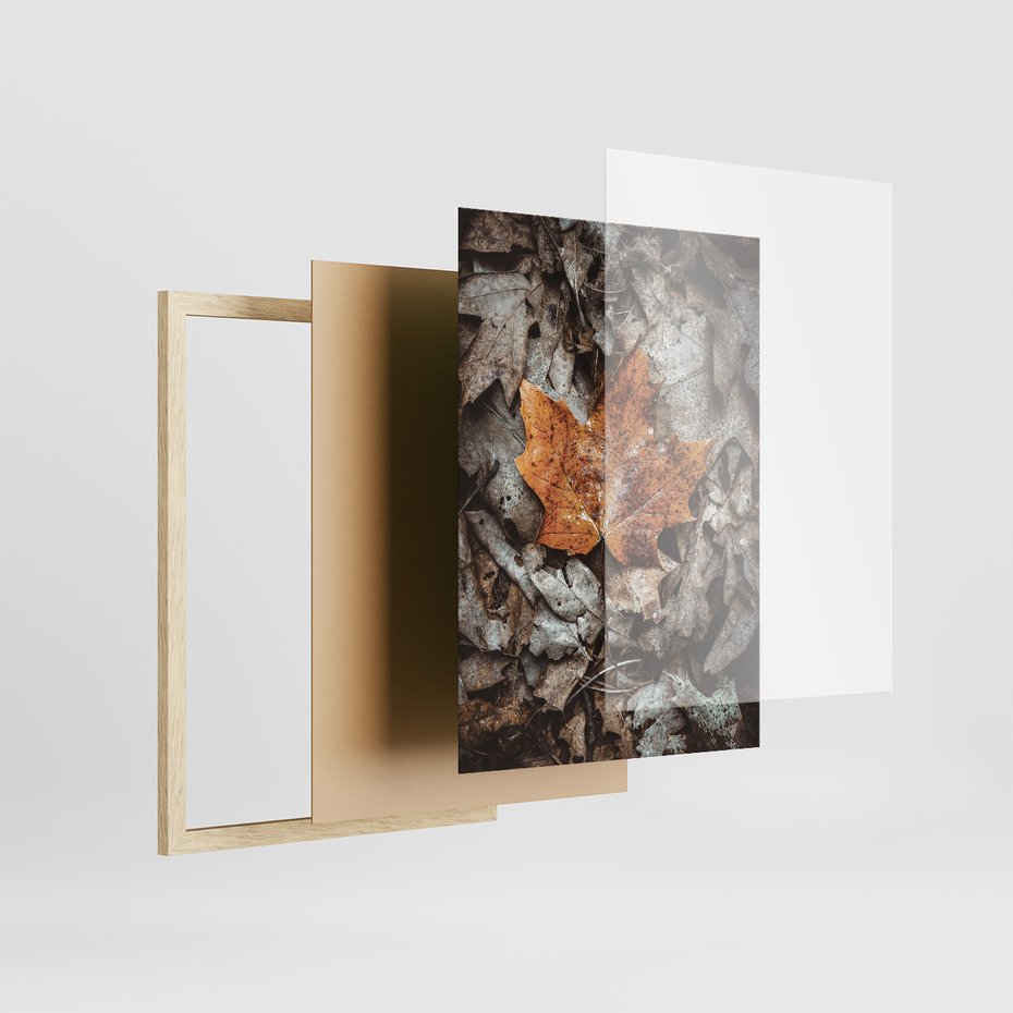 Zestaw obrazy w ramie 30x40 galeria - Jesień, rower, typografia, napis - rama drewno