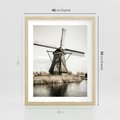 Plakat w ramie 40x50 - Holenderski Wiatrak w Sepii - holenderski wiatrak, młyn - rama drewno