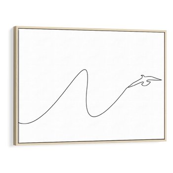 Obraz w ramie 120x80 - Ptasia Linia - ptak, jaskółka - rama drewno