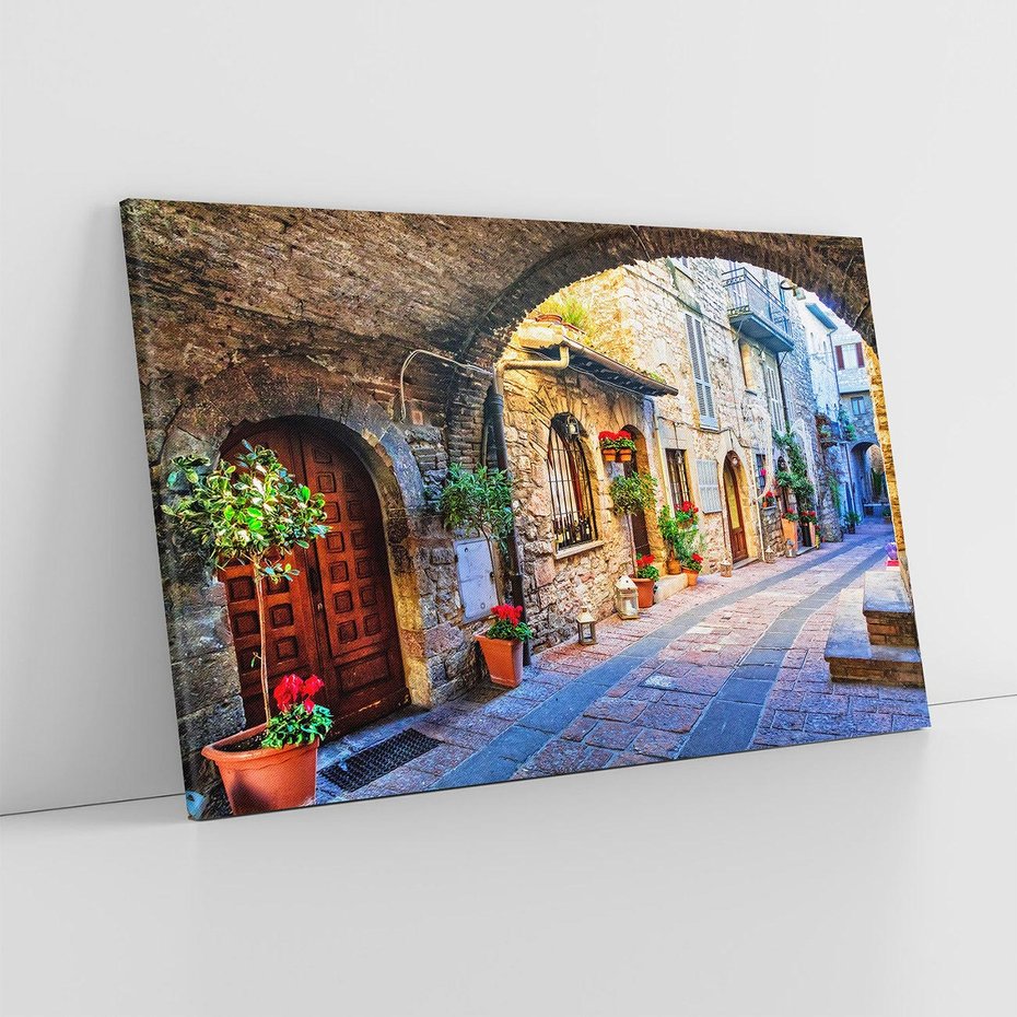 Obraz na płótnie 120x80 - Kwiecista uliczka - uliczka, miasto