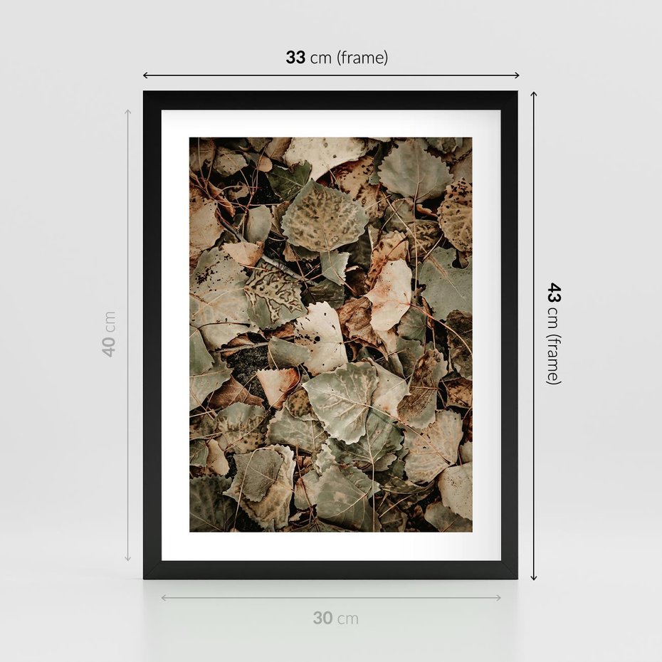 Plakat w ramie 30x40 - Magia Jesiennych Liści - liście, suche liście - rama czarna