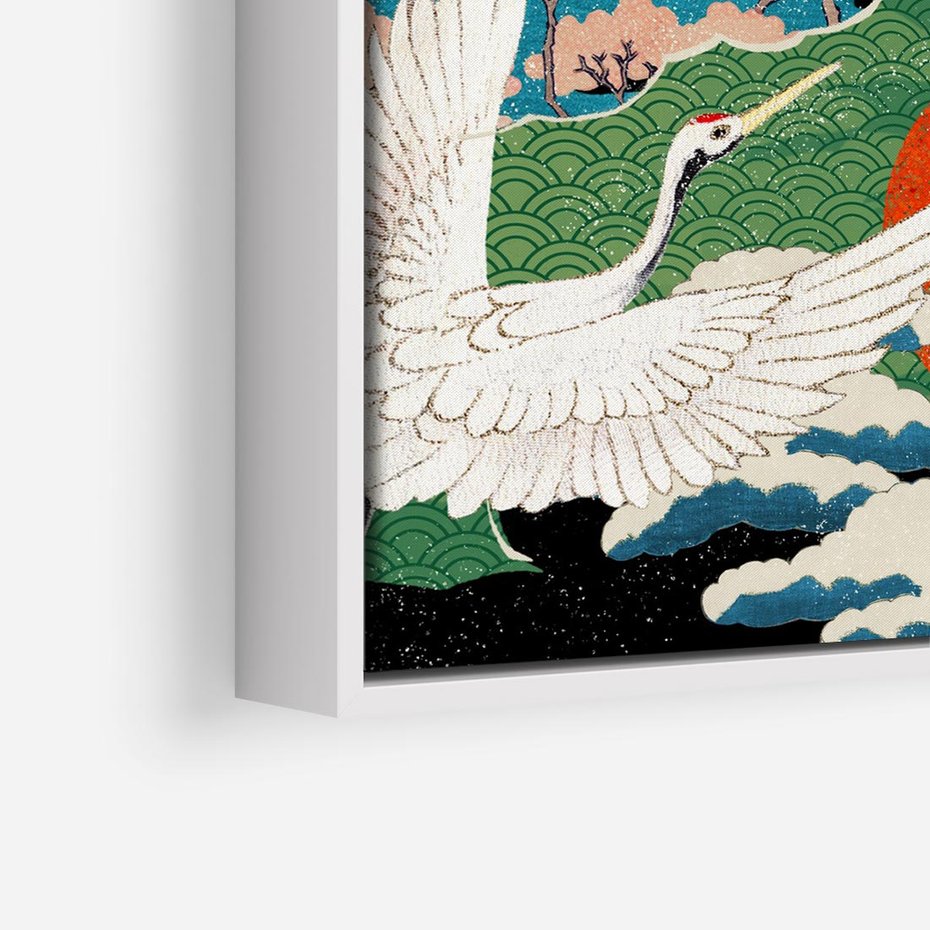 Obraz w ramie 80x80 - Wibracje emocji - sztuka japońska, wyraziste kolory - rama biała