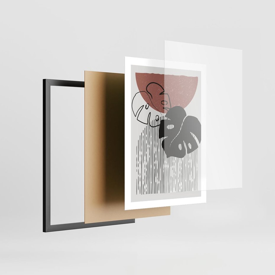 Plakat w ramie 50x70 - Nowoczesna Monstera: Szkic w Grafice - nowoczesna grafika, monstera - rama czarna