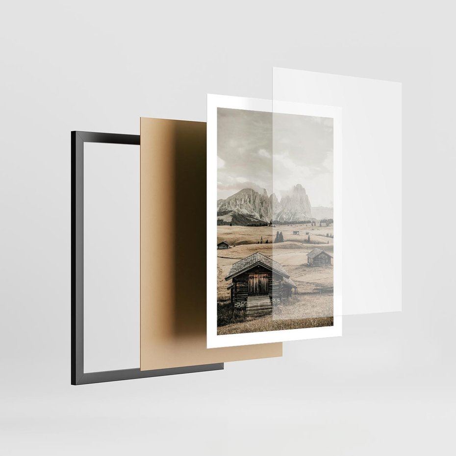 Plakat w ramie 50x70 - Klasyczny Urok Górskich Domków - domki, w górach - rama czarna