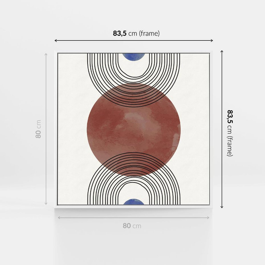 Obraz w ramie 80x80 - Księga Impulsów - nowoczesny plakat, styl midcentury - rama biała