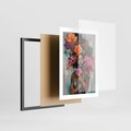 Plakat w ramie 30x40 - Z Głową w Kwiatach - obraz olejny, sztuka nowoczesna - rama czarna