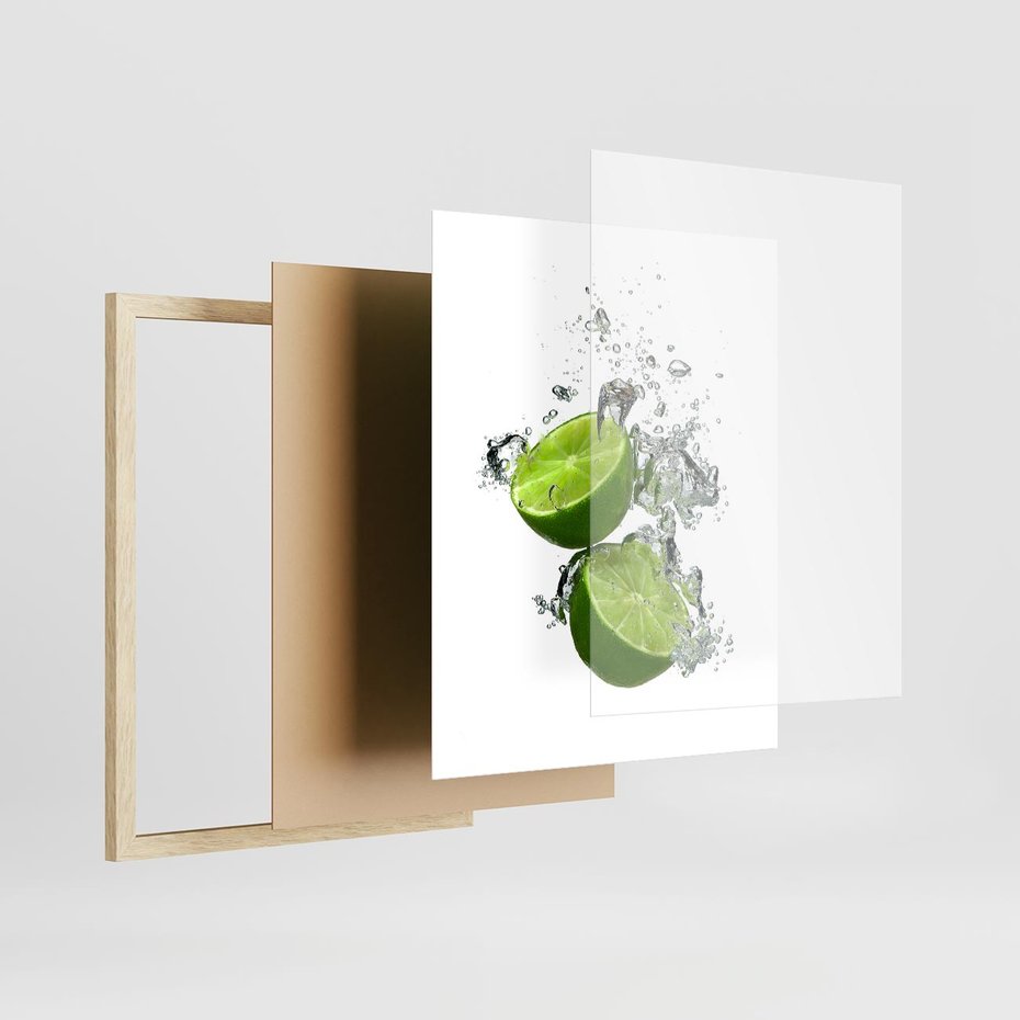 Plakat w ramie 40x50 - Kwaskowata moc limonki i cytryny - limonka, cytryna - rama drewno