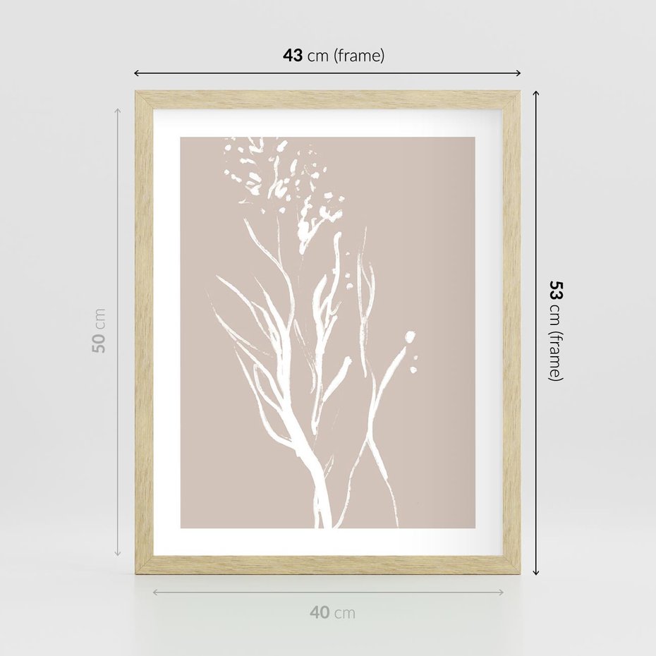 Plakat w ramie 40x50 - Impresje Pastelowych Nastrojów - minimalistyczny delikatny obraz, beżowe odcienie - rama drewno