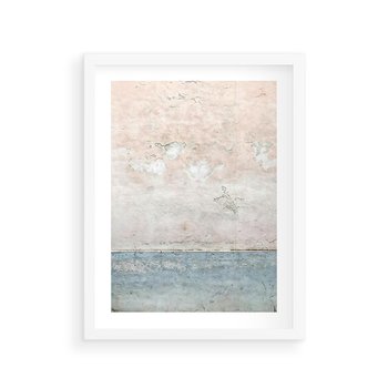 Plakat w ramie 30x40 - Obraz Starej Ściany z Delikatnymi Odcieniami - ściana, stara ściana - rama biała