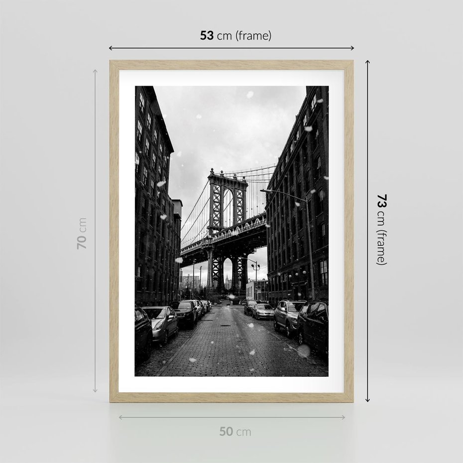Plakat w ramie 50x70 - Ikona Miasta - Nowy Jork, most - rama drewno