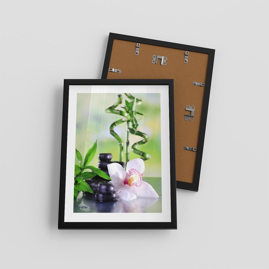 Plakat w ramie 30x40 - Spa pełne kwiatów i relaksu - spa, kwiat - rama czarna