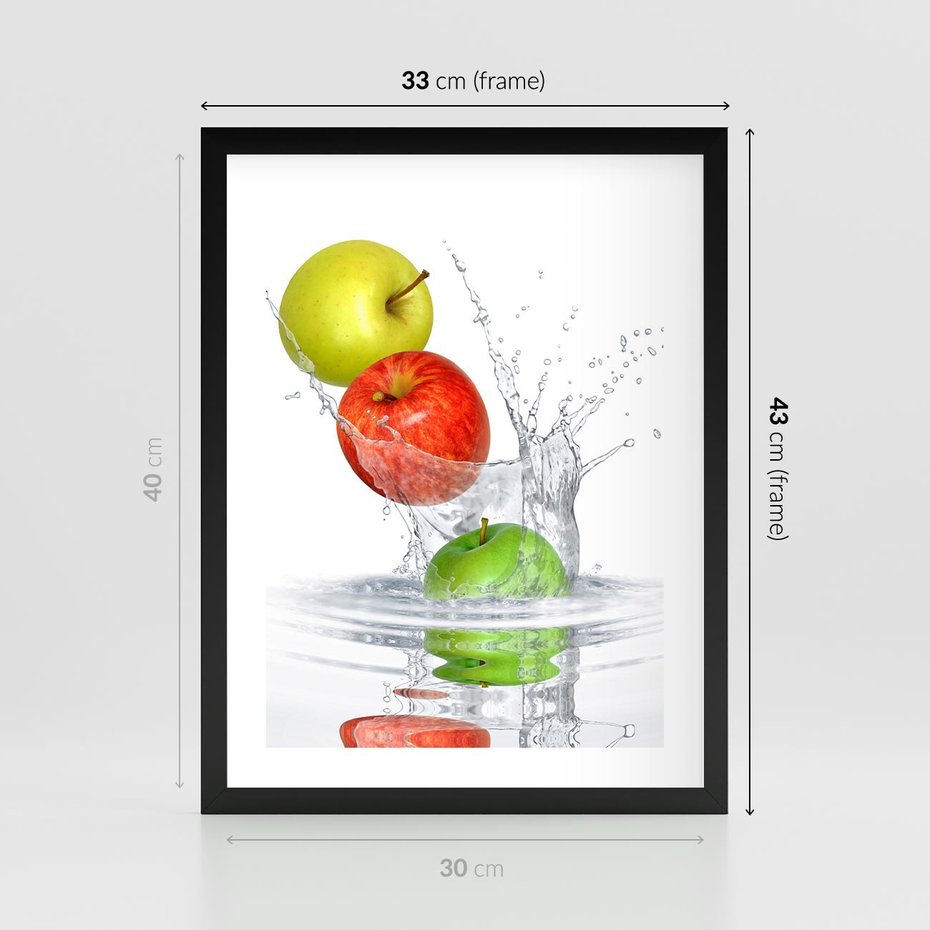 Plakat w ramie 30x40 - Jabłkowa Fantazja - owoce, jabłka - rama czarna