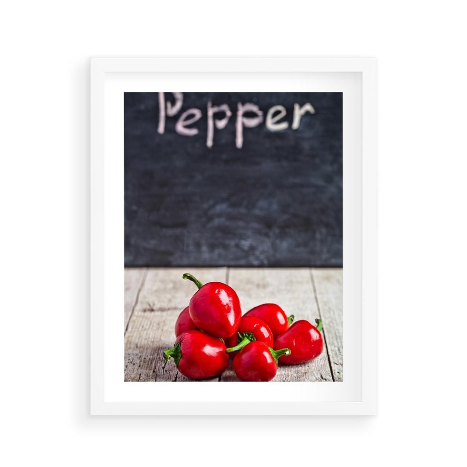 Plakat w ramie 40x50 - Eksploracja smaków - papryka, kuchnia - rama biała