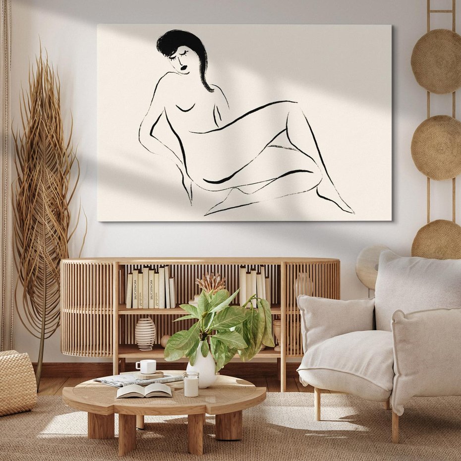 Obraz na płótnie 120x80 - Piękno w Minimalizmie - abstrakcyjny rysunek, minimalistyczna kreska