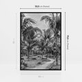 Obraz w ramie 50x70 - Mroczna Ścieżka Tropików - czarno biała fotografia, ścieżka pośród palm - rama czarna
