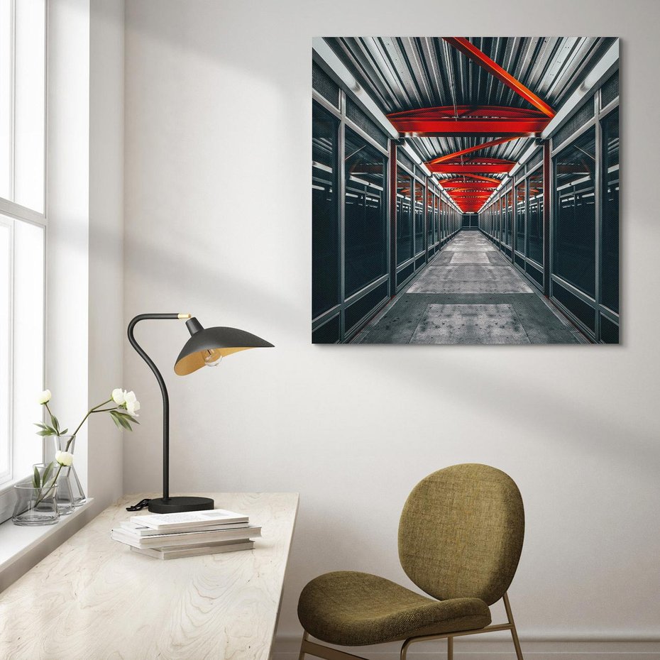 Obraz na płótnie 40x40 - Nieskończoność Przestrzeni - korytarz, perspektywa