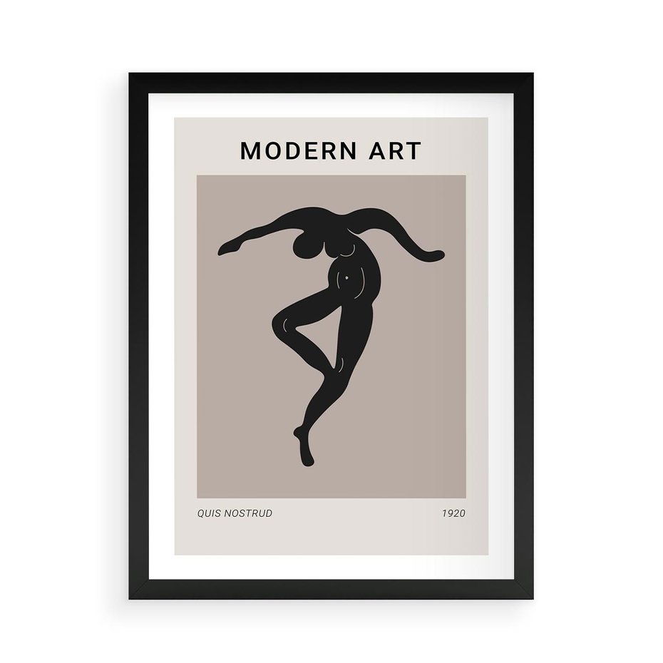 Plakat w ramie 50x70 - Modernistyczna Wizja - plakat modern, czarna postać - rama czarna