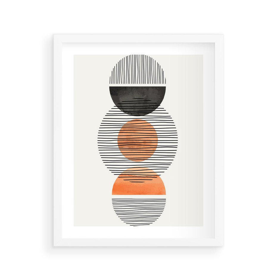 Plakat w ramie 40x50 - Geometryczna Abstrakcja - abstrakcja, nowoczesny obraz - rama biała