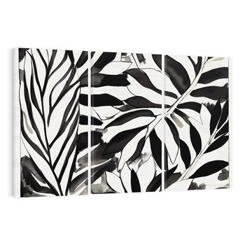Obraz na płótnie 120x80 - Czarne Liście - akwarelowy obraz, czarno biały