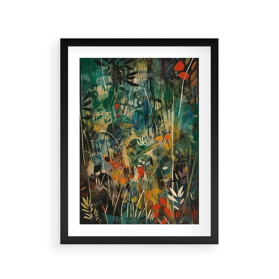 Plakat w ramie 30x40 - Abstrakcyjne Wariacje Form - abstrakcyjny obraz, mnogość kolorów - rama czarna