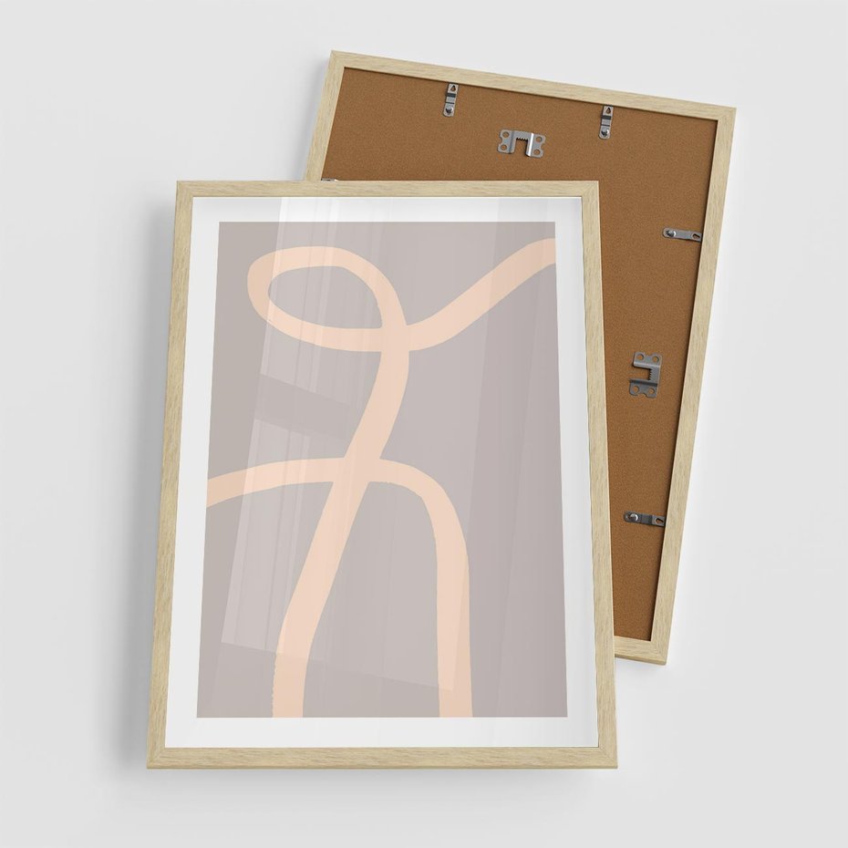 Plakat w ramie 50x70 - Beżowe Boho Zaplątanie - minimalistyczny obraz, nowoczesny - rama drewno